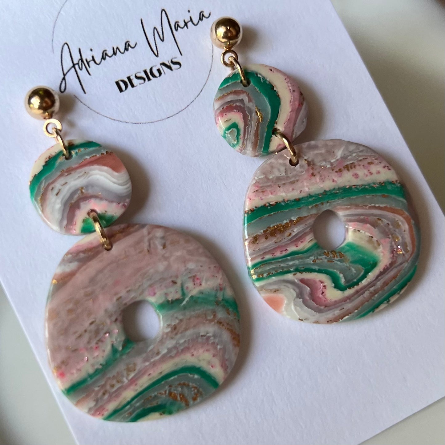 Faux Agate Polymer Clay Earrings