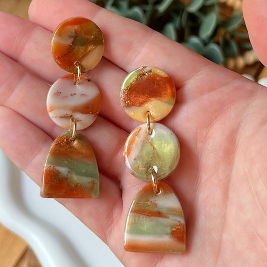 Earthen Glow Polymer Clay Statement Earrings