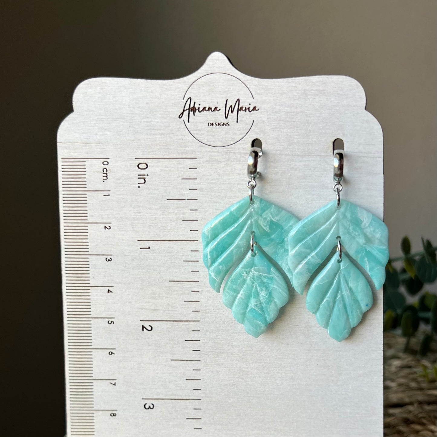 Ocean Waves Polymer Clay Half Hoop Earrings