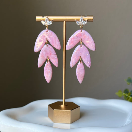 Soft Pink Marbled Polymer Clay Earrings