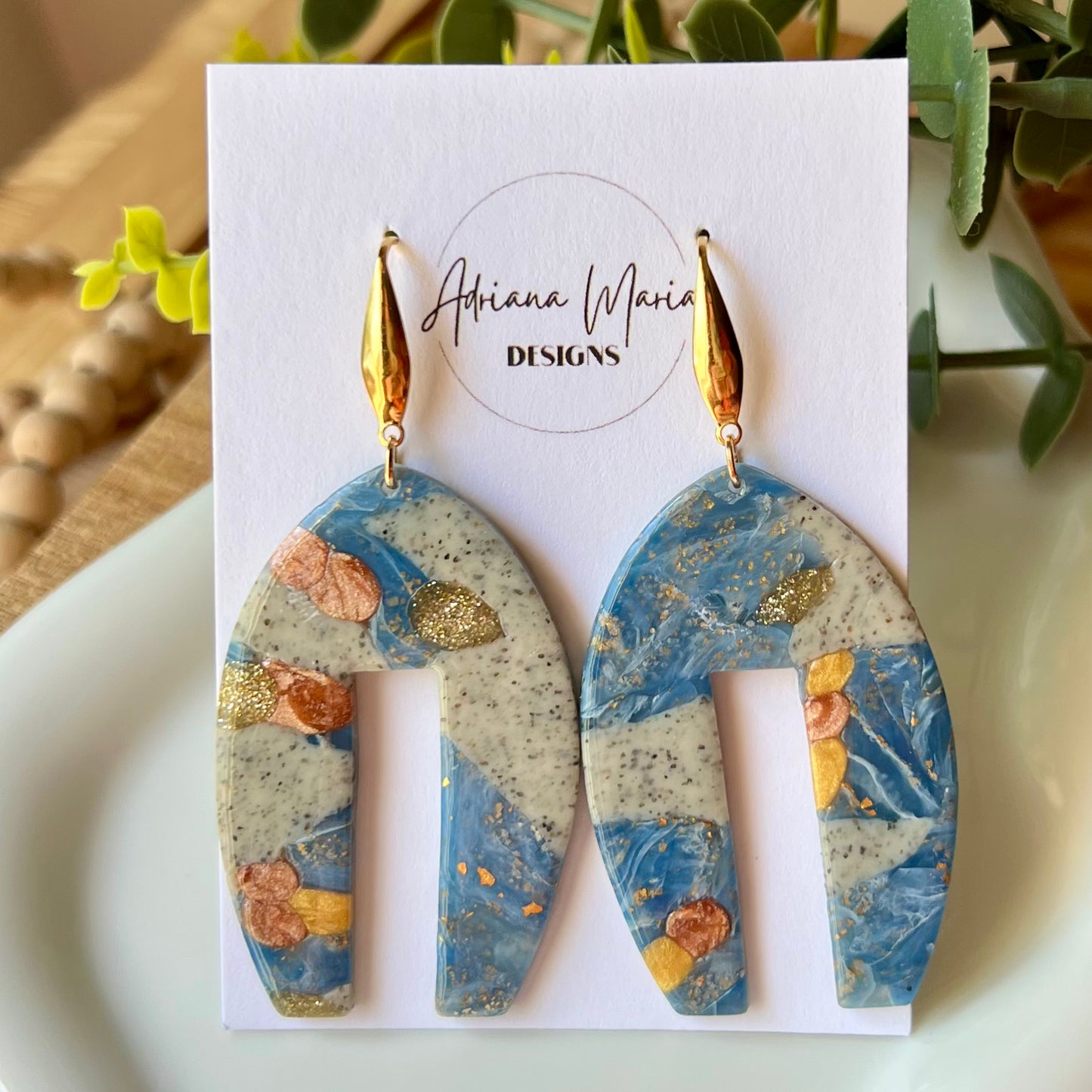 Large Arch Polymer Clay Statement Earrings