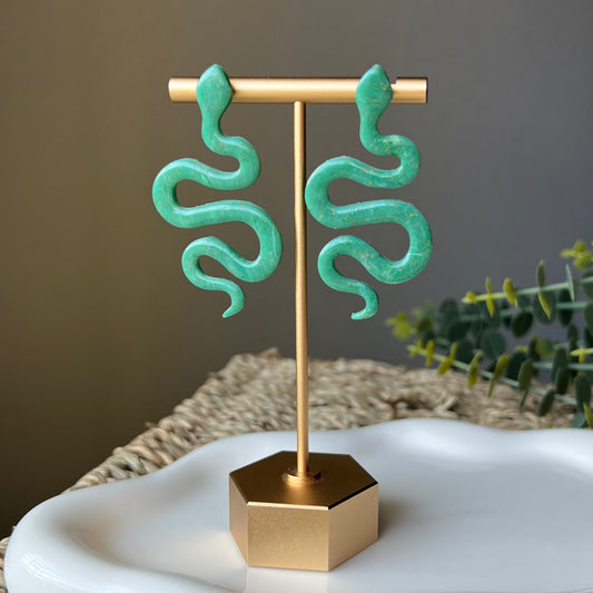 Green Snake Polymer Clay Stud Earrings