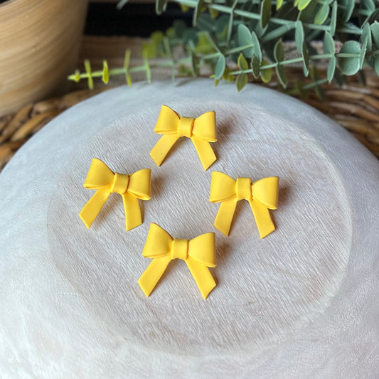 Yellow Bow Polymer Clay Stud Earrings