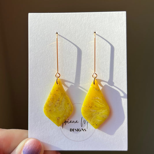 Yellow Marbled Polymer Clay Earrings