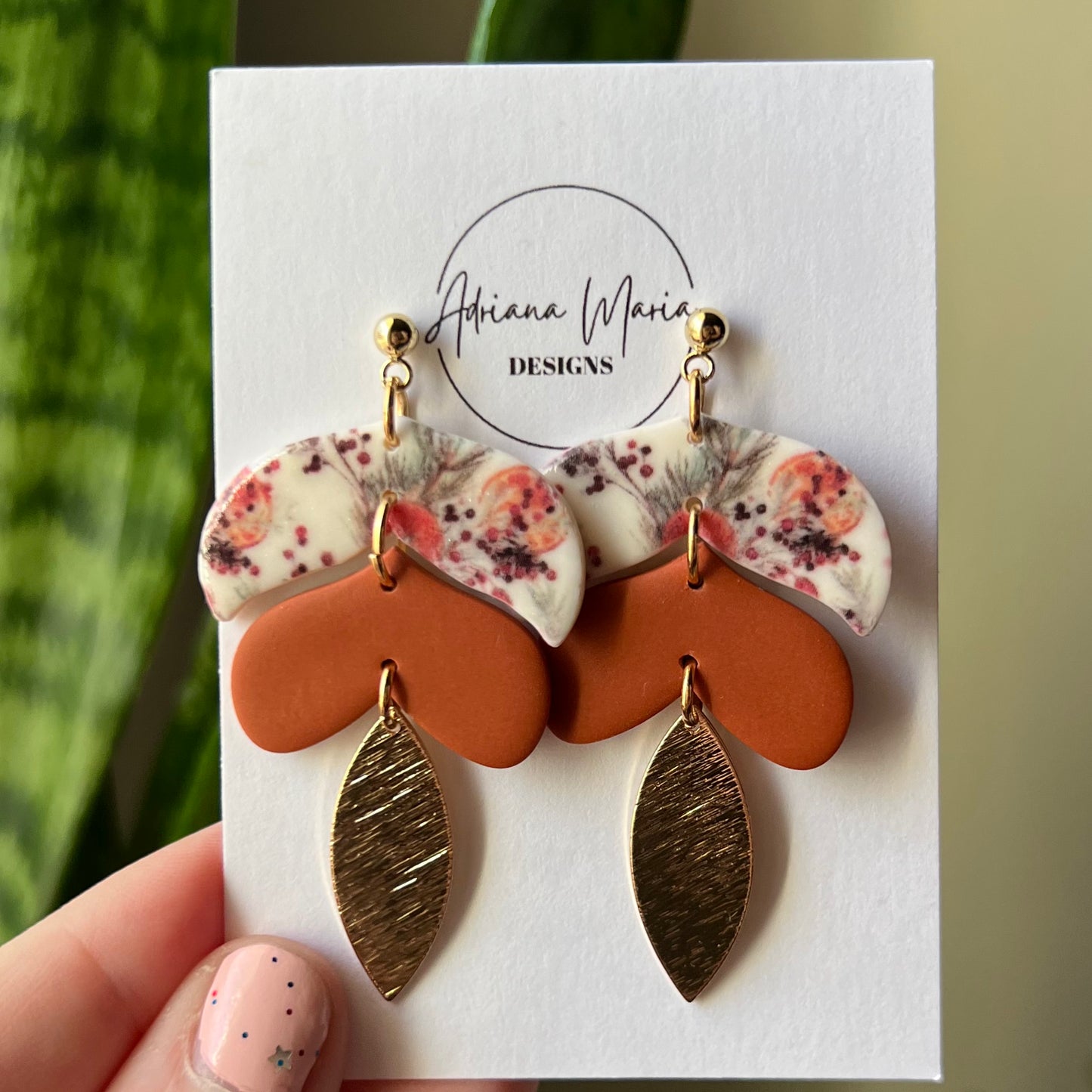 Fall Spice Print Clay Earrings