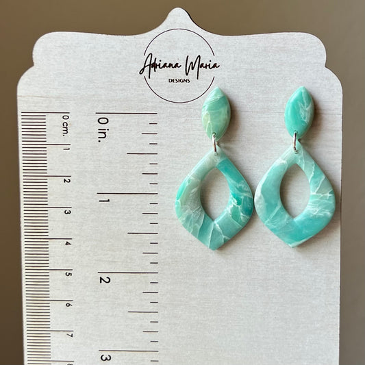 Ocean Waves Marbled Polymer Clay Earrings