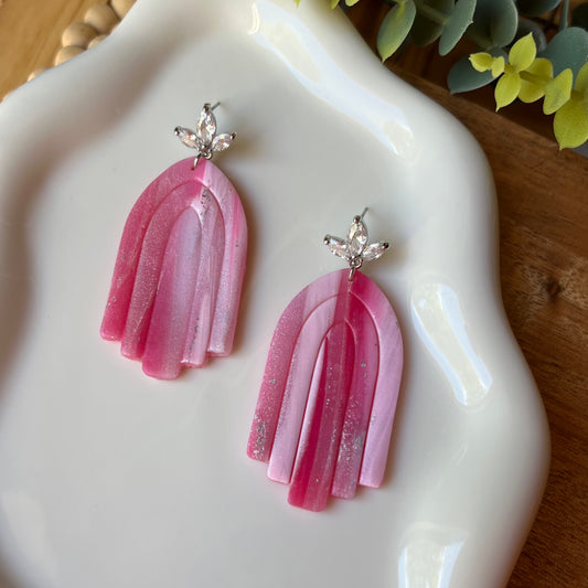 Pink Marble Arch Polymer Clay Earrings