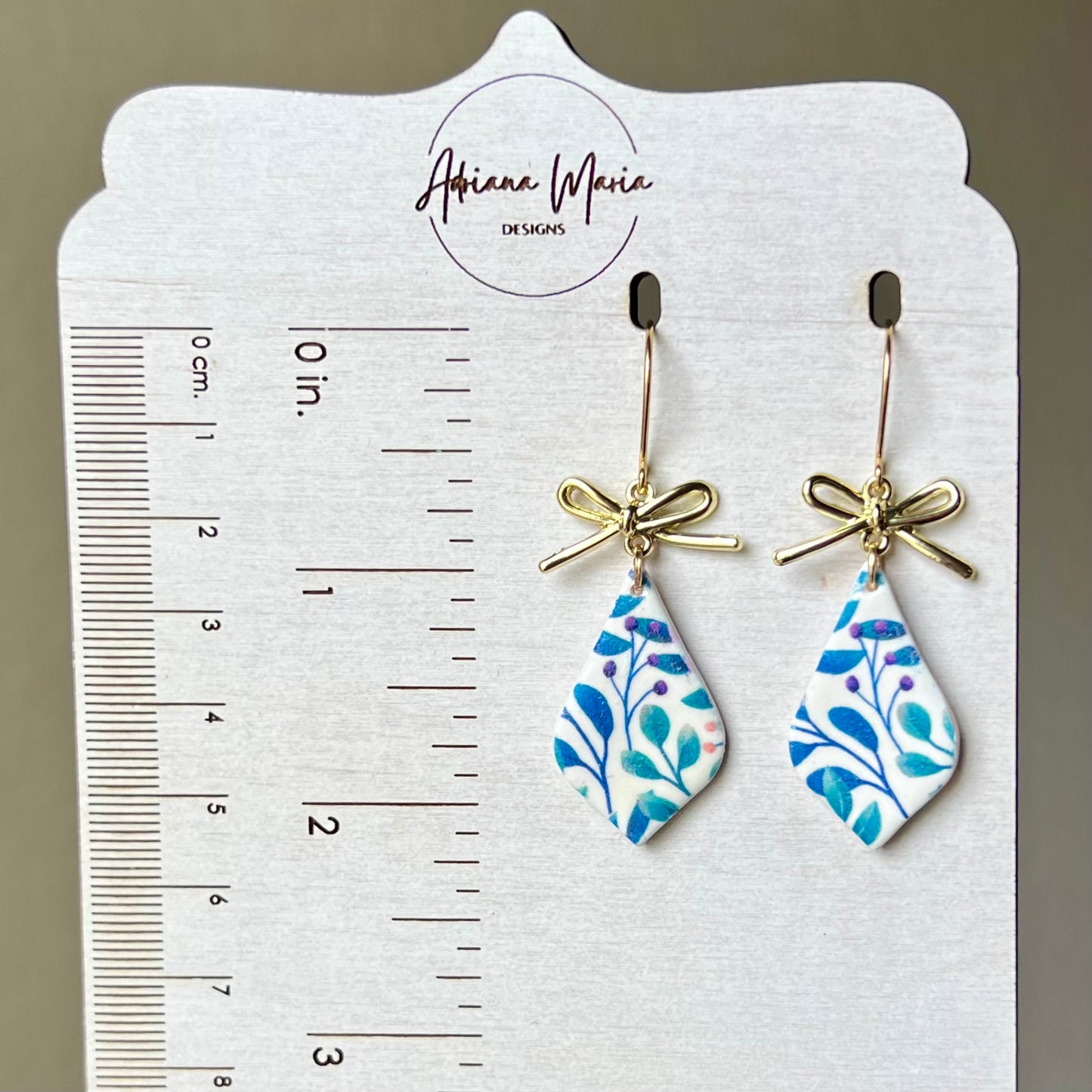 Spring Floral & Bow Polymer Clay Dangle Earrings