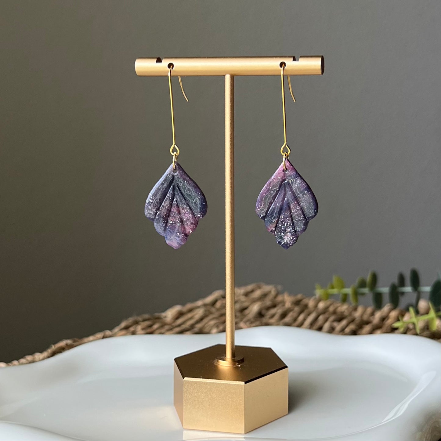 Dark Purple Polymer Clay Earrings