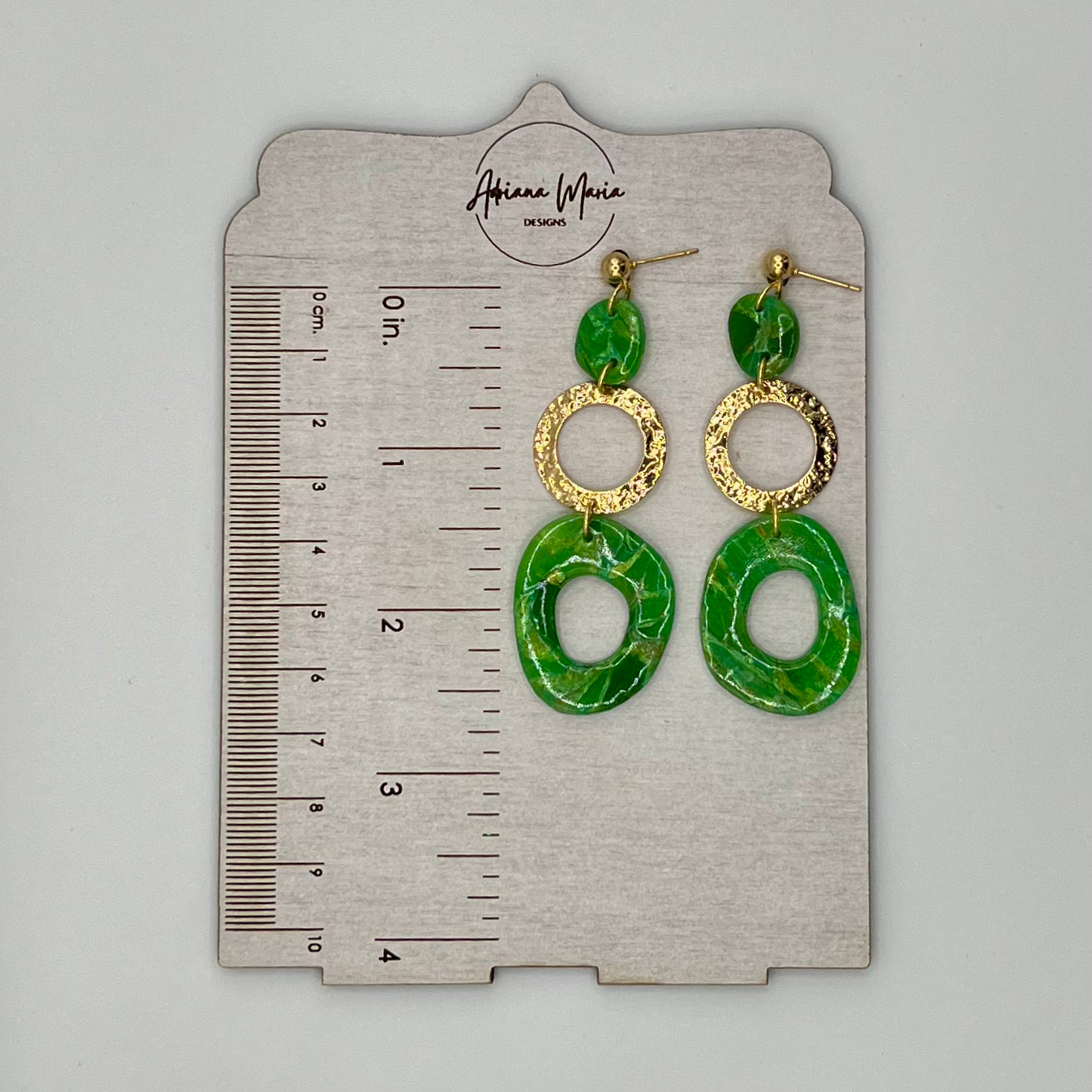 Green Translucent Polymer Clay Statement Earrings