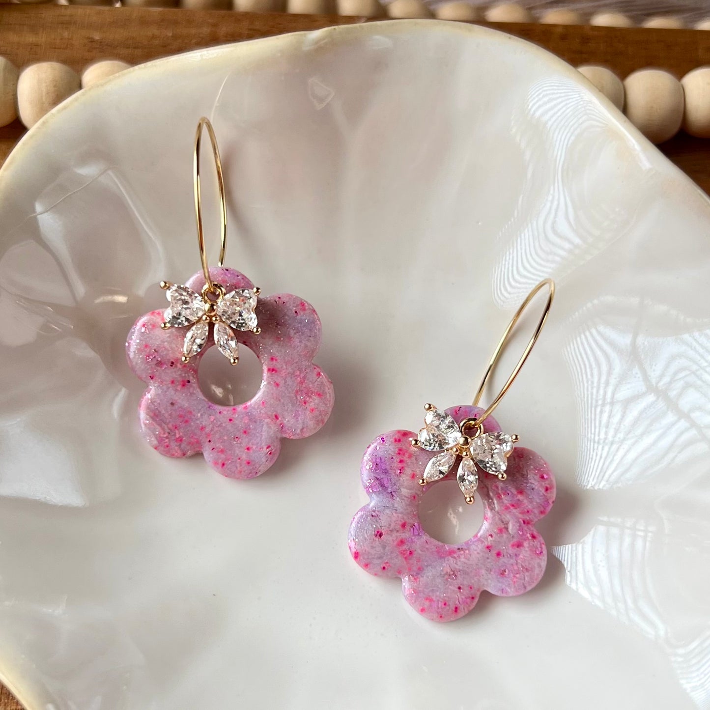 Retro Flower Inspired Polymer Clay Earrings