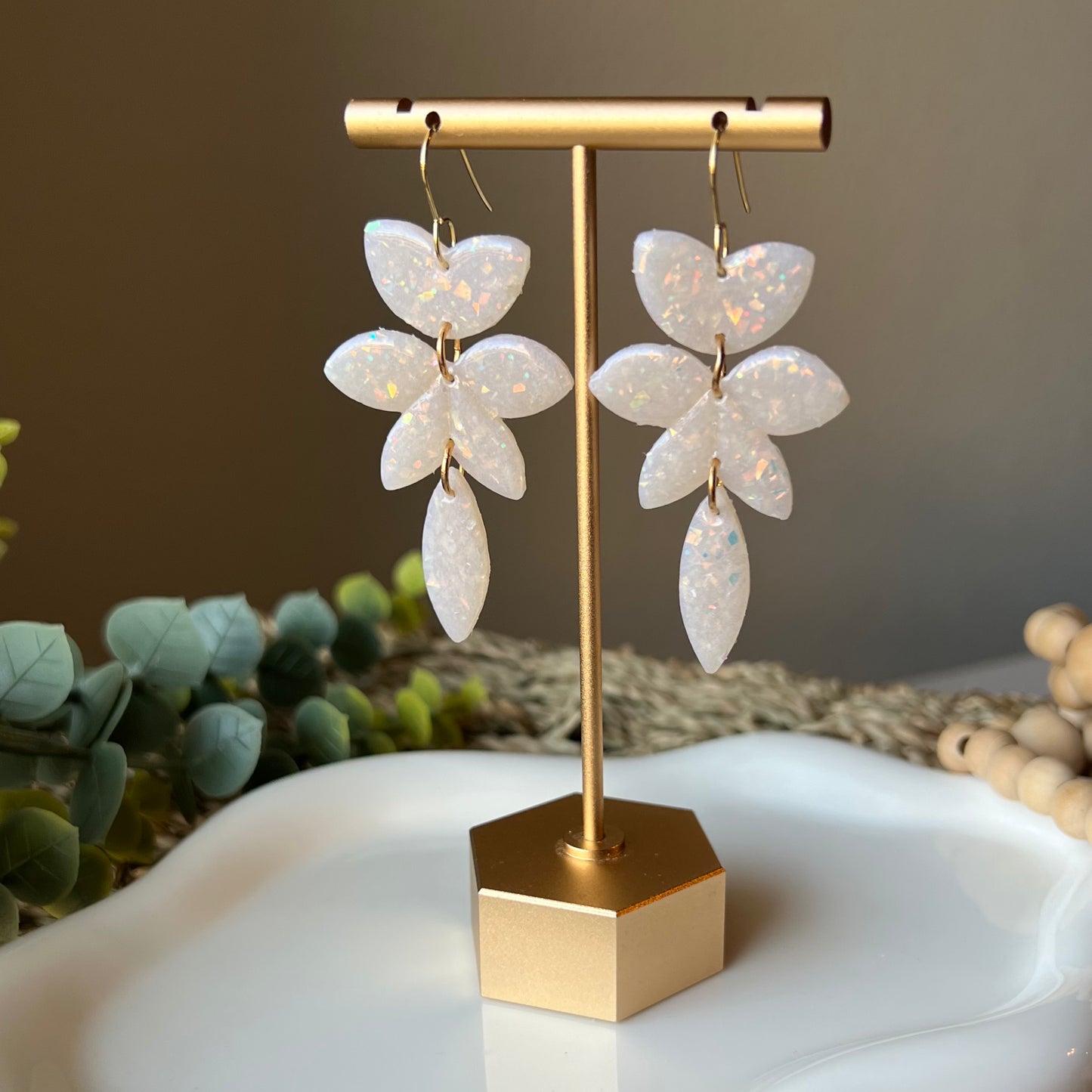 Opal Polymer Clay Statement Earrings