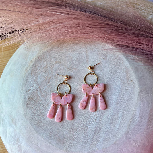 Rose Quartz Inspired Polymer Clay Earrings