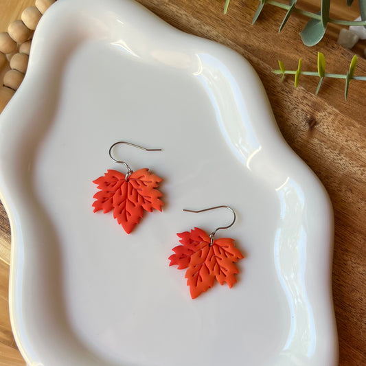 Maple Leaf Polymer Clay Earrings