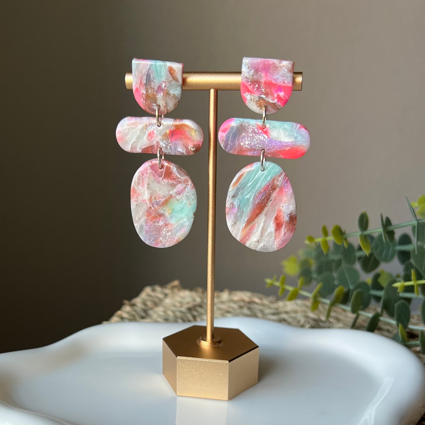 Color Flux Polymer Clay Statement Earrings