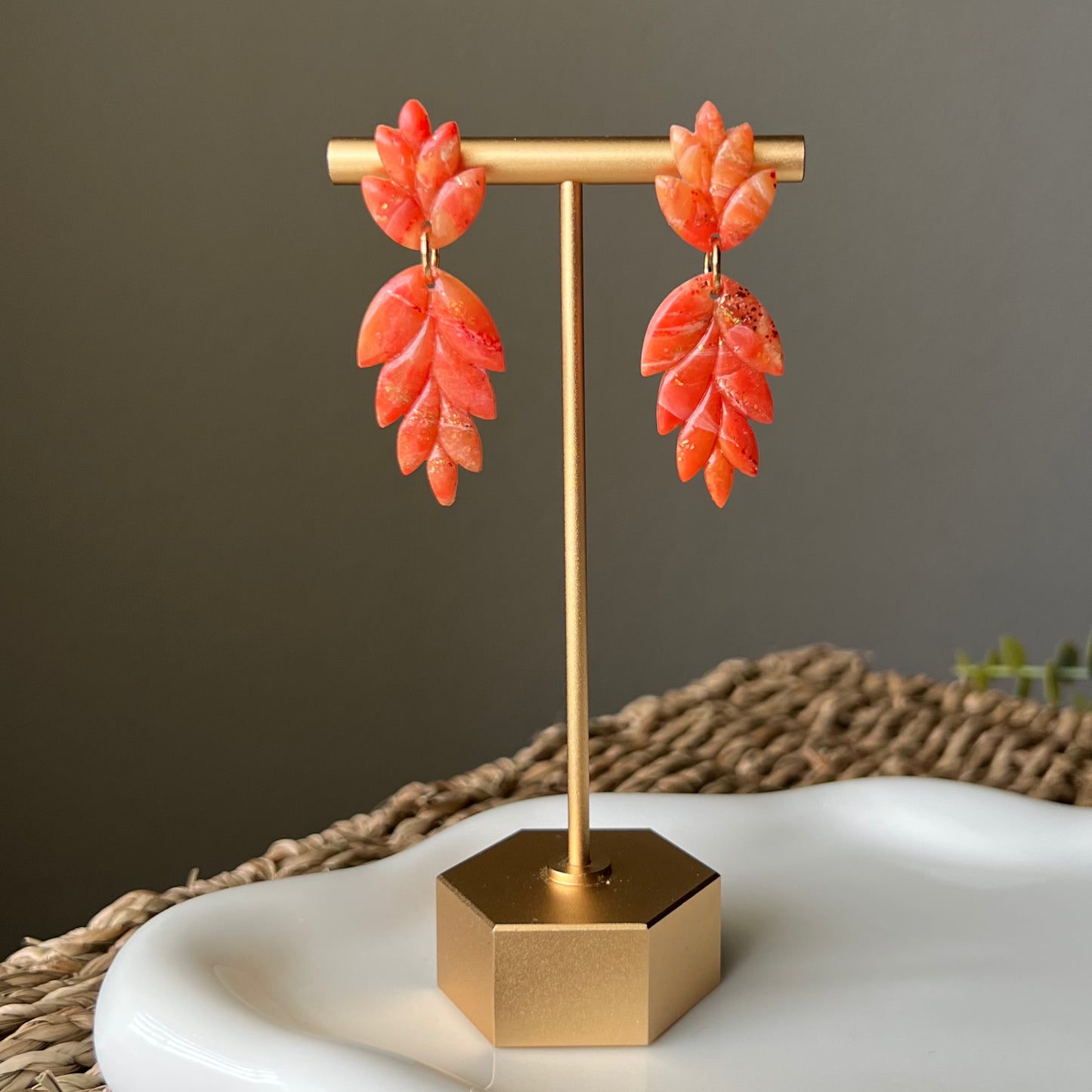 Autumn Sunset: Leaf Polymer Clay Earrings