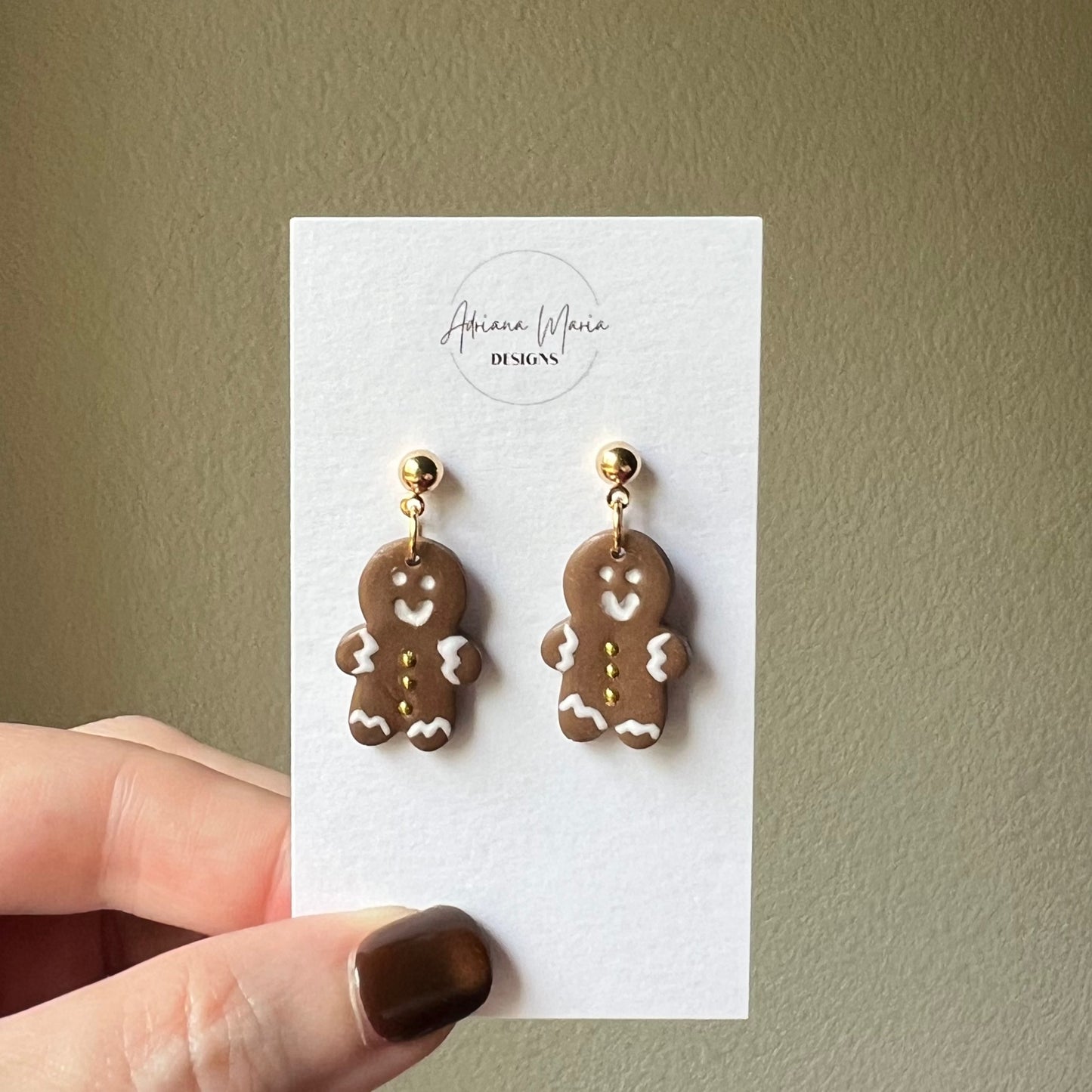 Gingerbread Man Clay Earrings