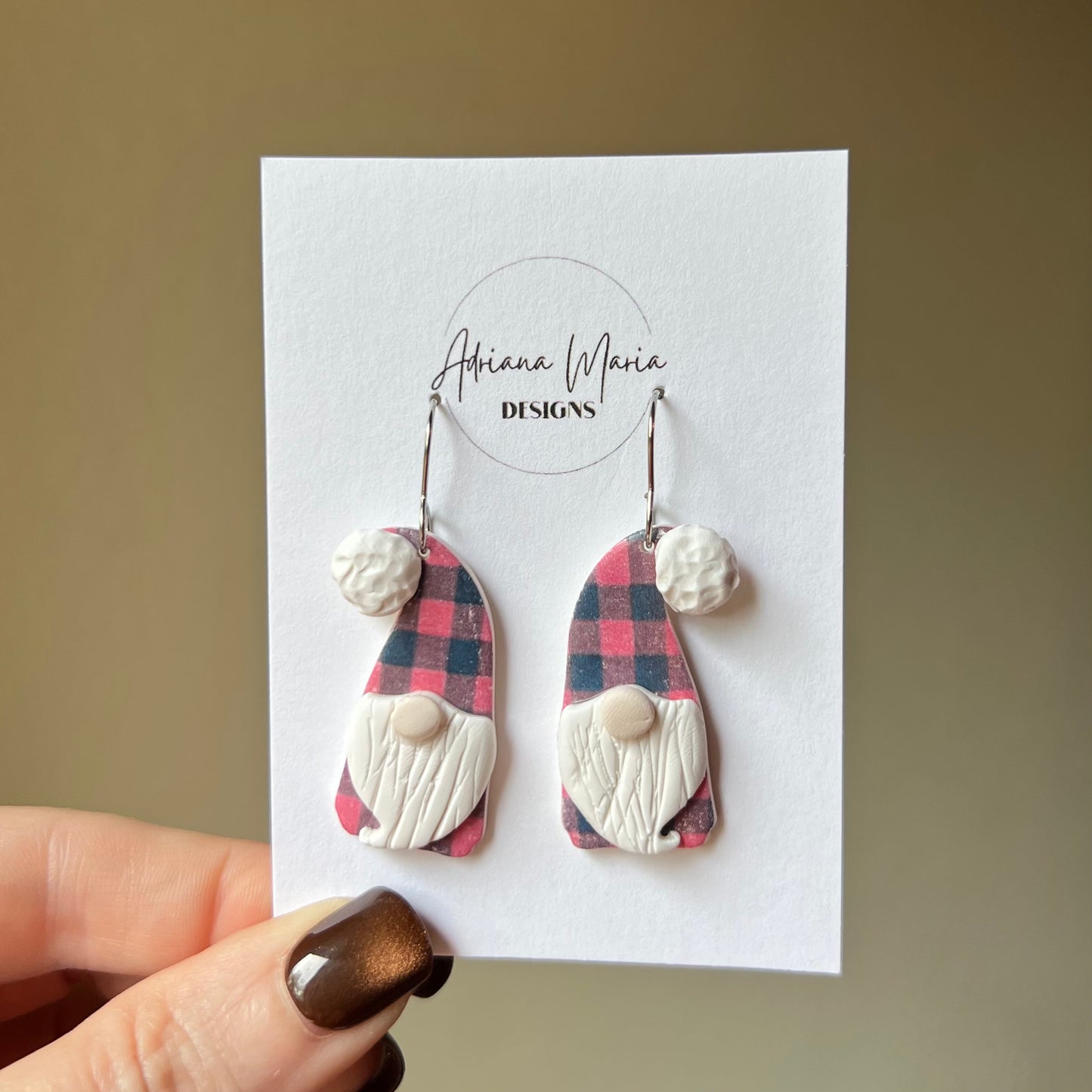 Christmas Gnome Polymer Clay Dangle Earrings