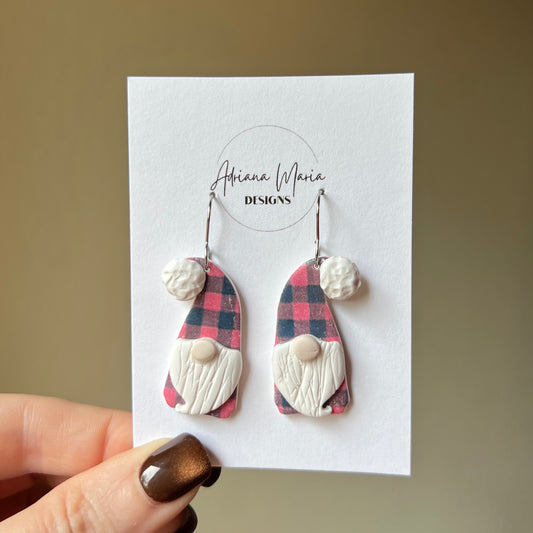 Christmas Gnome Polymer Clay Dangle Earrings