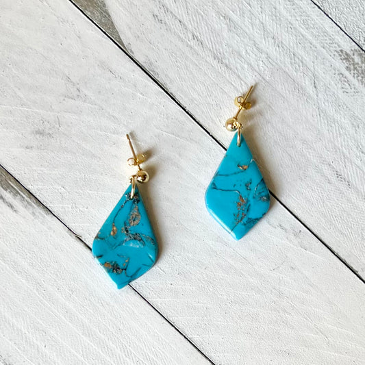 Turquoise Stone Inspired Polymer Clay Earrings