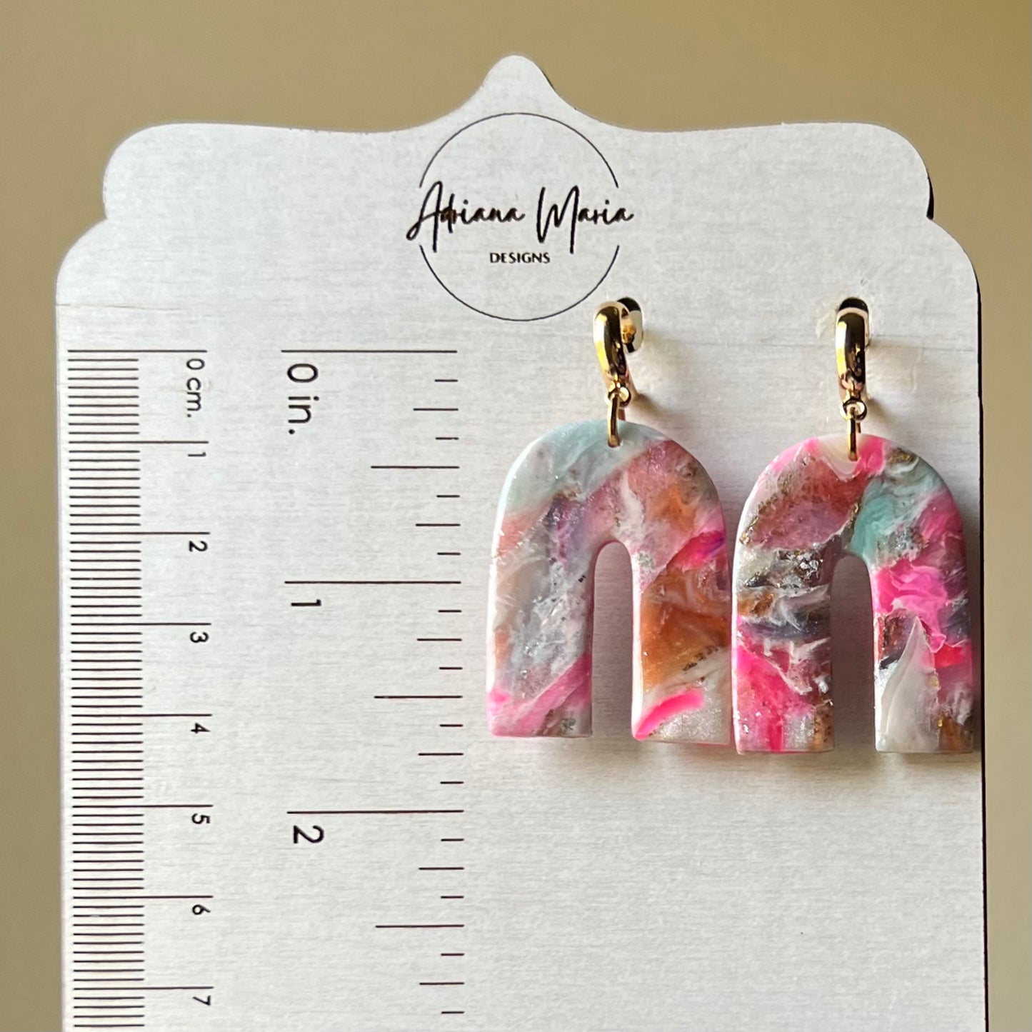 Color Flux Polymer Clay Half Hoop Earrings