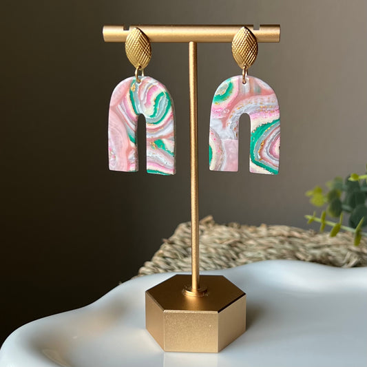 Faux Agate Arches Polymer Clay Earrings