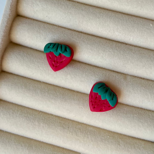 Strawberry Polymer Clay Stud Earrings