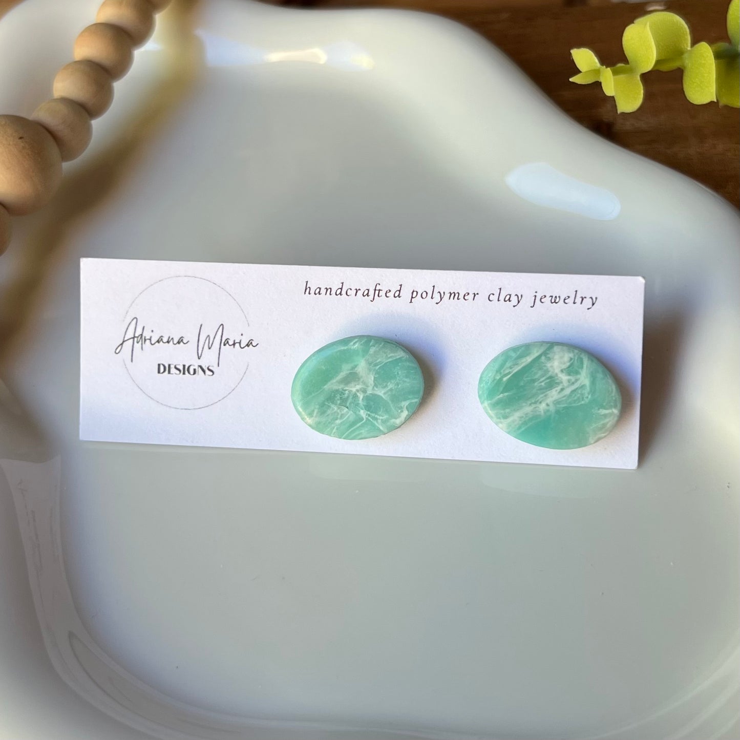 Ocean Waves Polymer Clay Stud Earrings