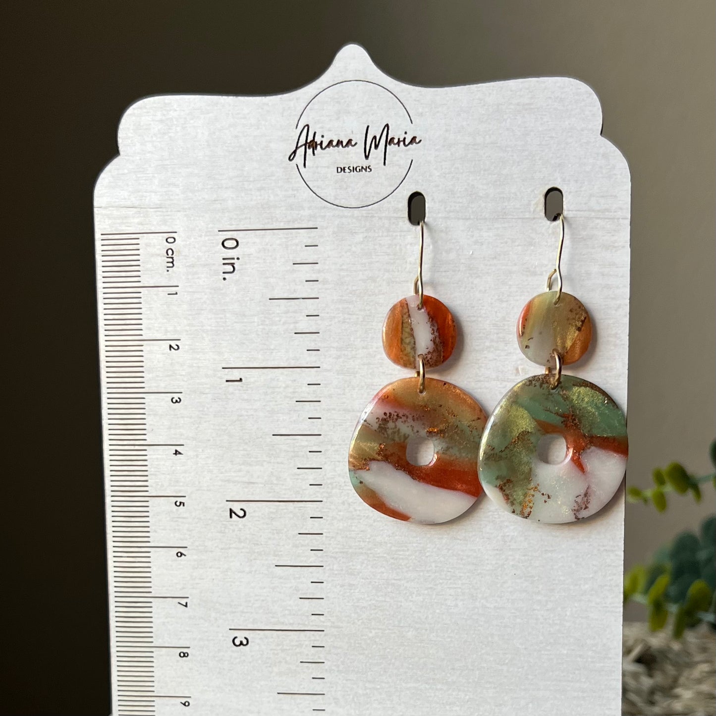 Earthen Glow Organic Circle Polymer Clay Dangles Earrings