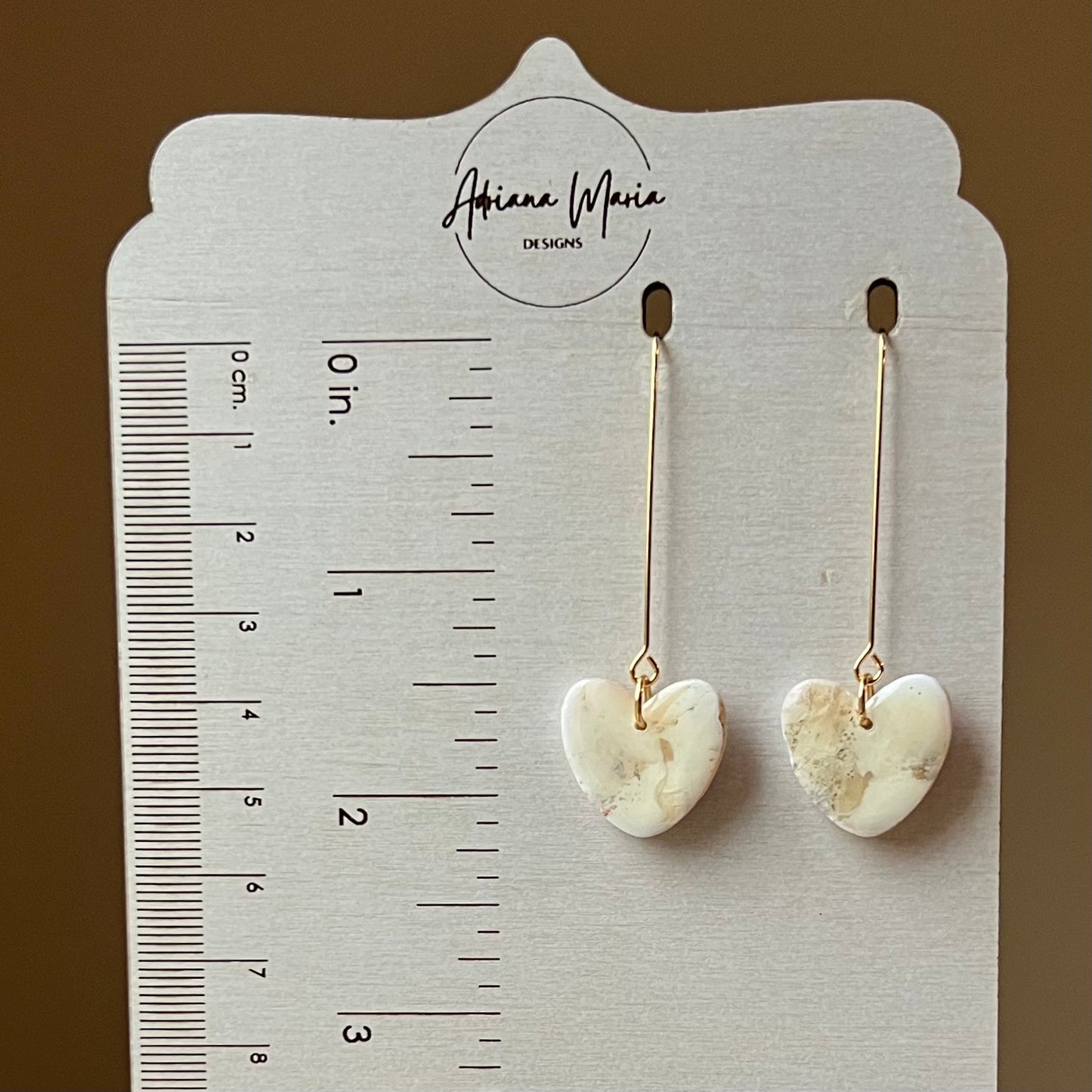 Warm Ivory Heart Polymer Clay Earrings