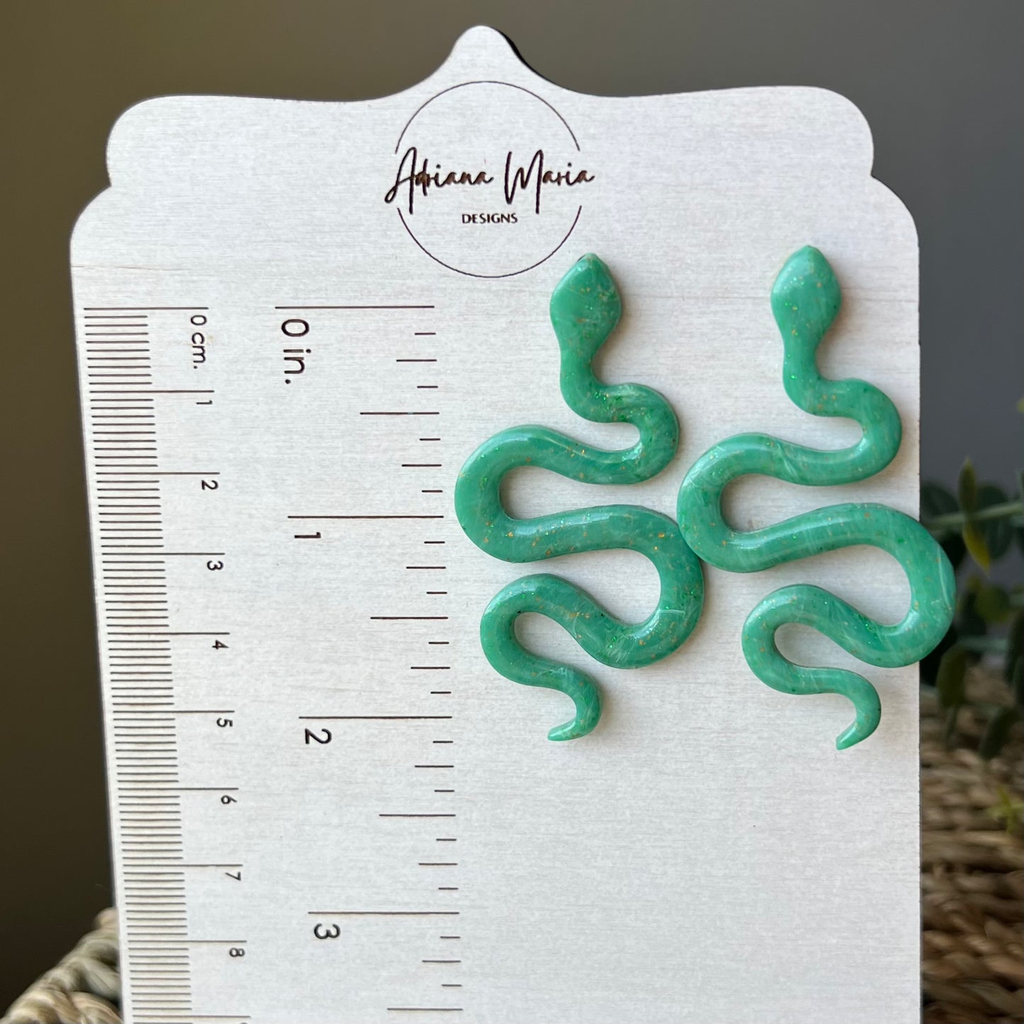 Green Snake Polymer Clay Stud Earrings