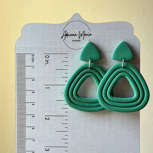 Green Minimalist Textured Embossed Polymer Clay Earrings