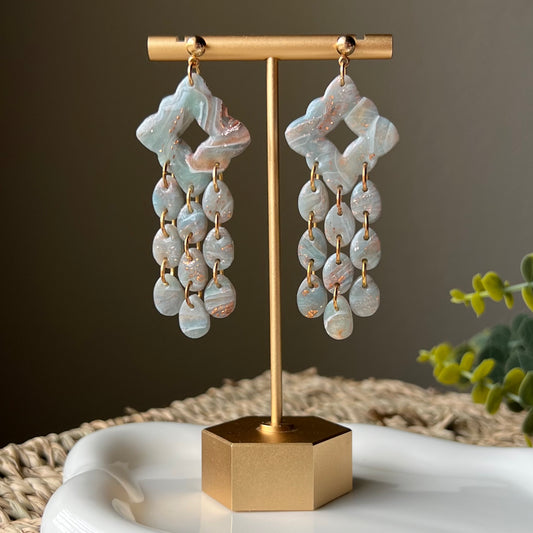 Ethereal Waves Collection: Chandelier Polymer Clay Statement Earrings