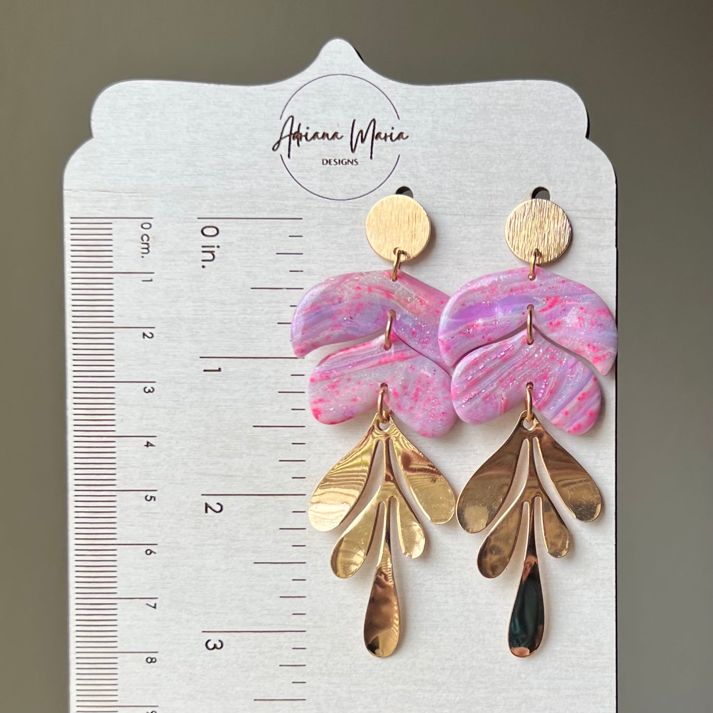 Pink & Purple Marbled Polymer Clay Earrings