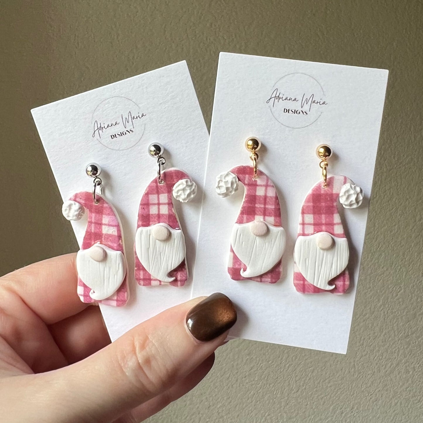 Christmas Gnome Polymer Clay Dangle Earrings