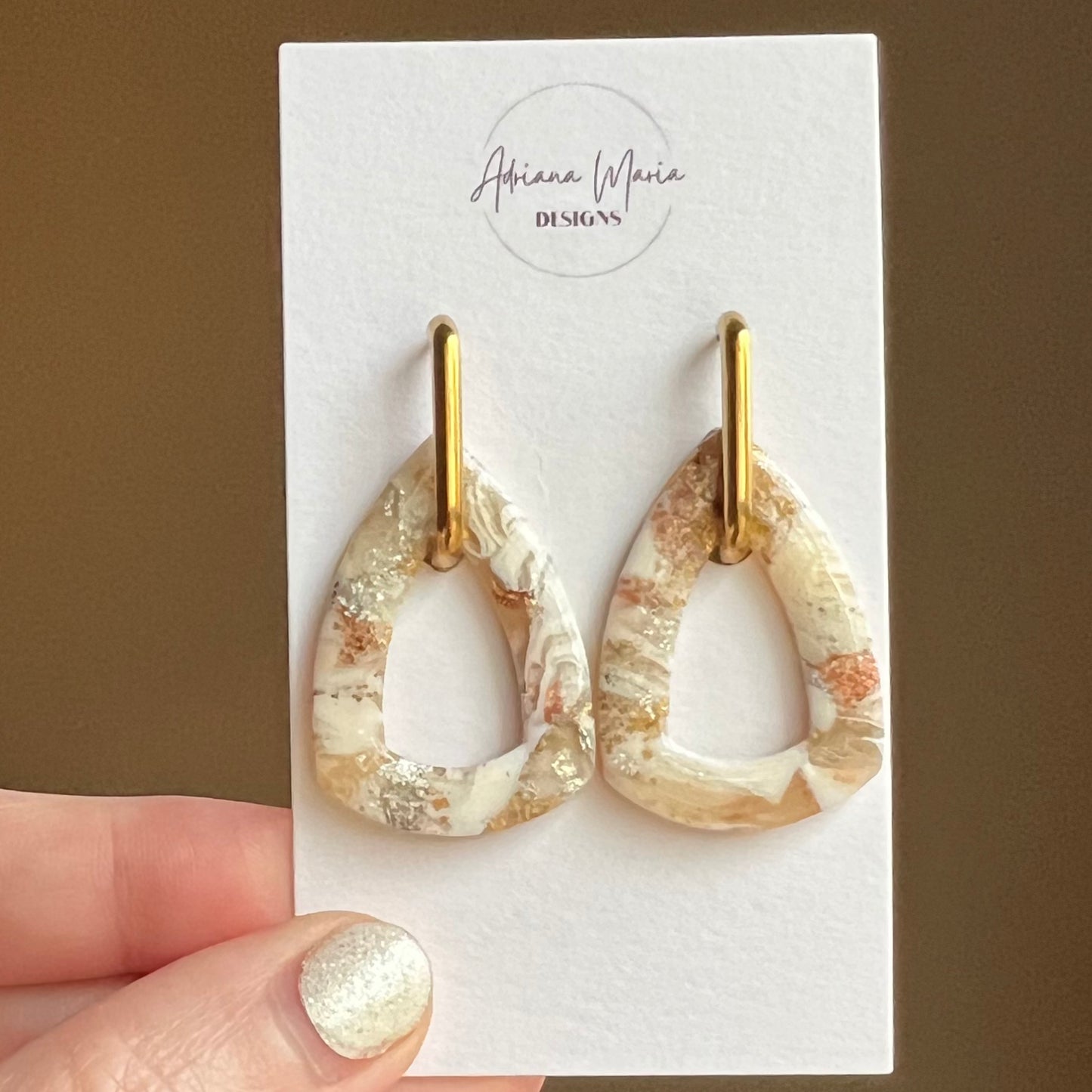 Warm Ivory Huggie Hoop Clay Earrings