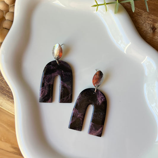 Midnight Magic: Arch Polymer Clay Earrings
