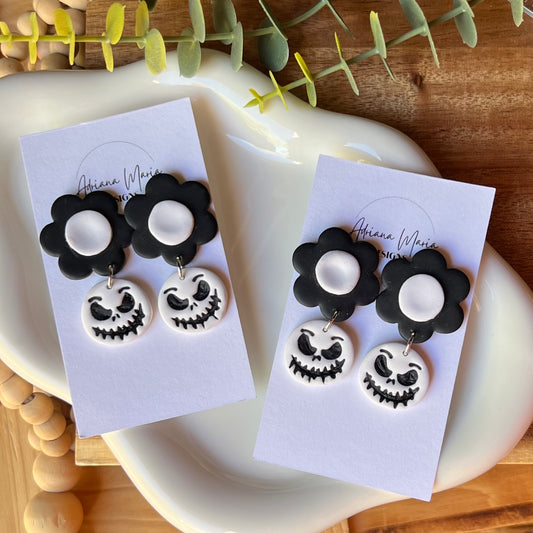 Jack & Flower Polymer Clay Dangle Earrings