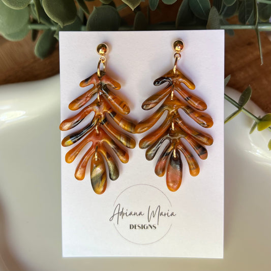 Amber Flame: Laminaria Polymer Clay Earrings