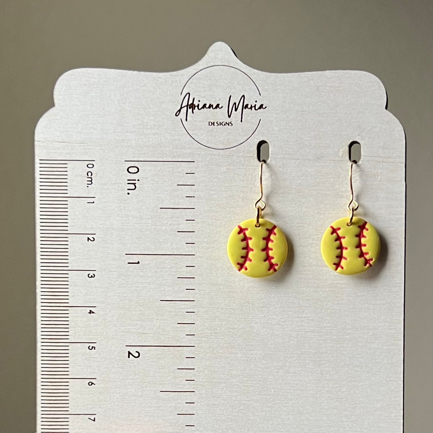 Softball Dangle Polymer Clay Earrings