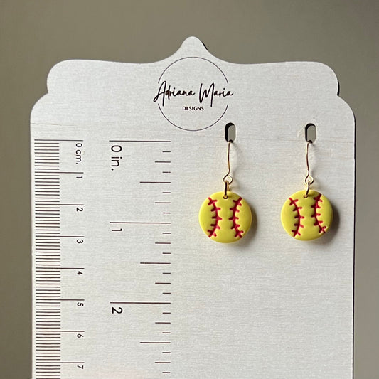 Softball Dangle Polymer Clay Earrings