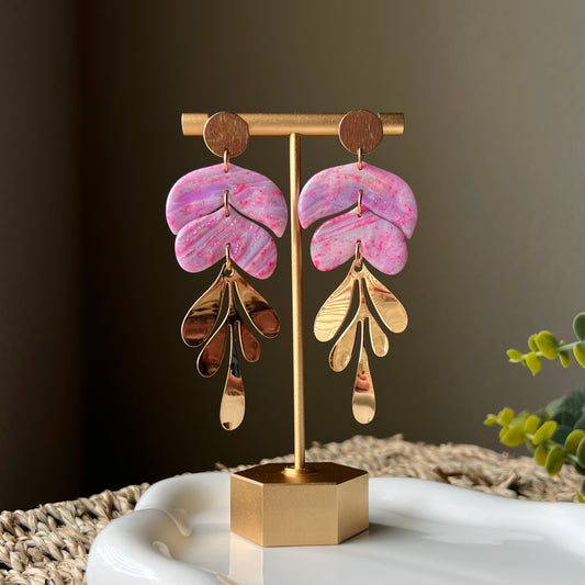 Pink & Purple Marbled Polymer Clay Earrings