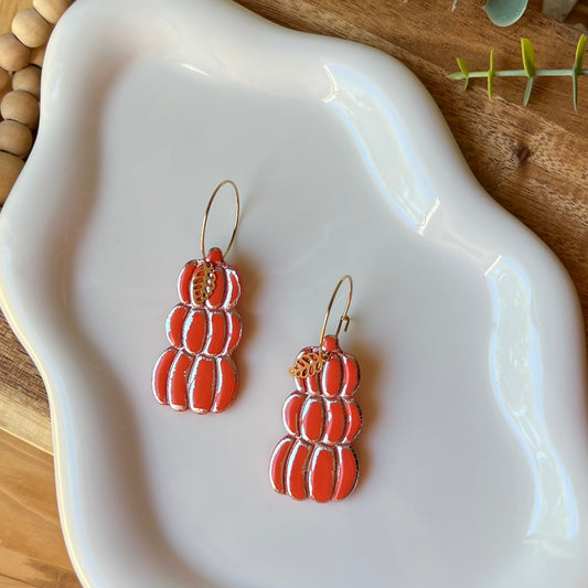 Triple Stacked Pumpkin Polymer Clay Earrings
