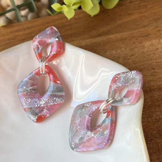 Rosso Marble Polymer Clay Earrings