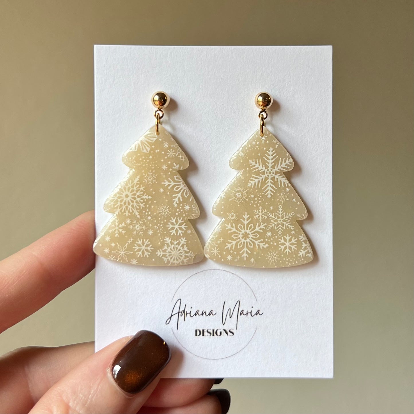Snowflake opal Christmas Tree Earrings