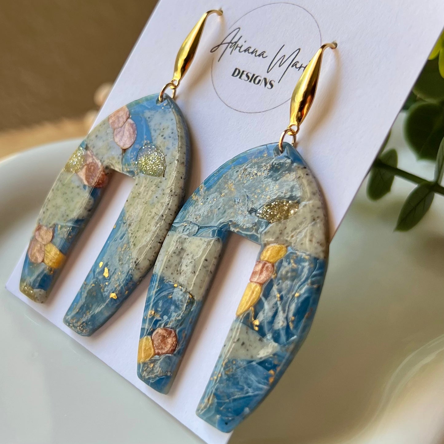 Large Arch Polymer Clay Statement Earrings