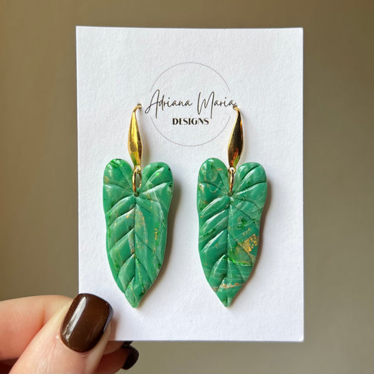 Green Marbled Anthurium Leaf Dangles