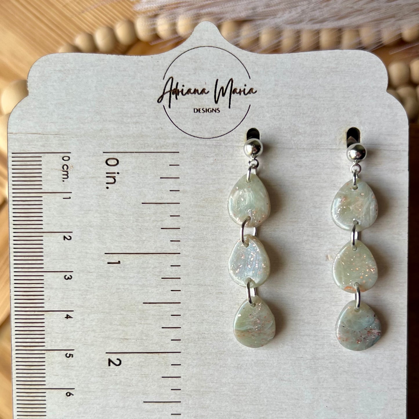 Ethereal Waves Collection: Triple Raindrop Polymer Clay Dangle Earrings