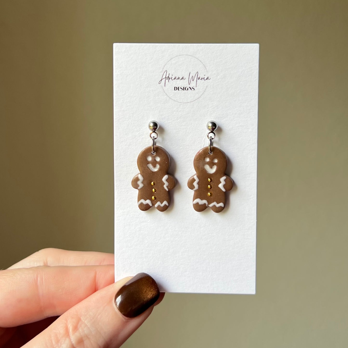 Gingerbread Man Clay Earrings