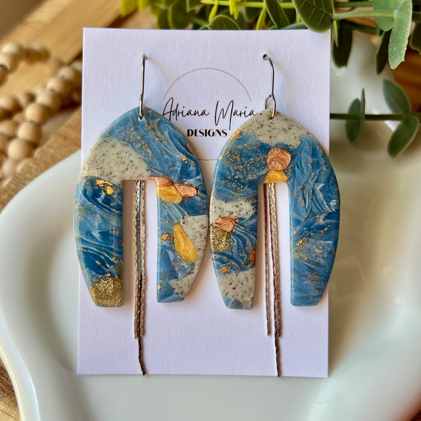 Large Arch Polymer Clay Statement Earrings